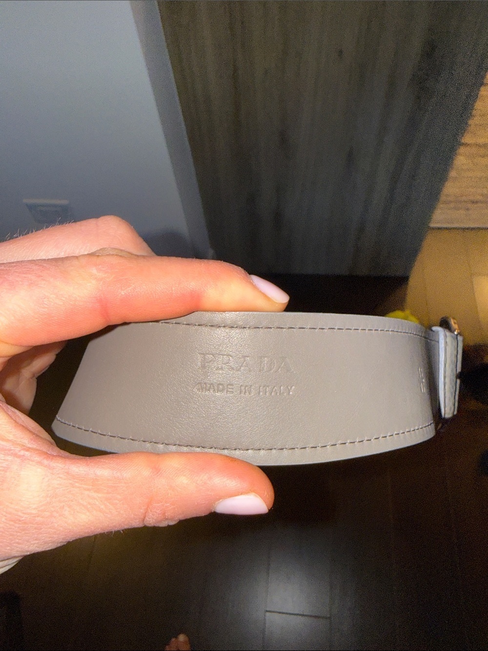 Prada Gray Leather Belt with Silver O-Ring Buckle - Picture 9 of 13